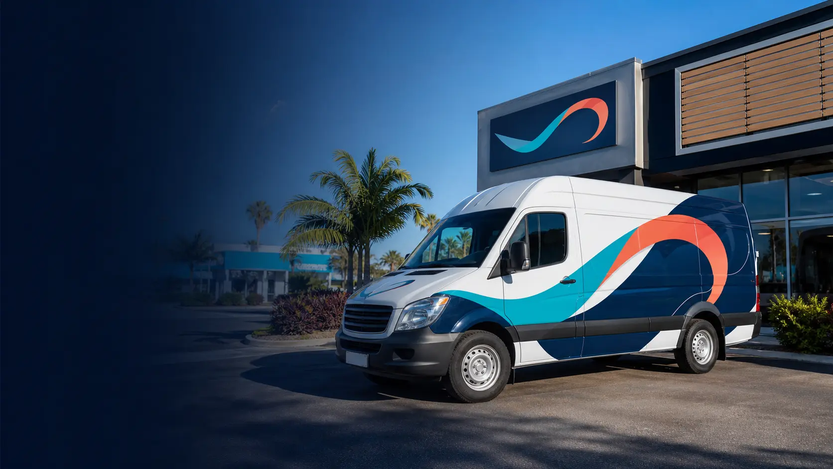 Concept vehicle wrap outside a Florida storefront